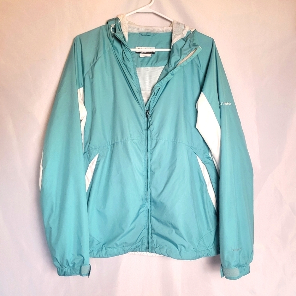 Columbia Omni Shield Women's  Blue/White Windbreaker Jacket Size XL